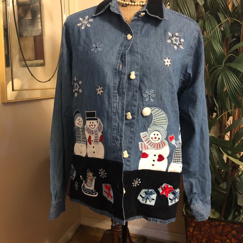 Cute Christmas denim shirt
